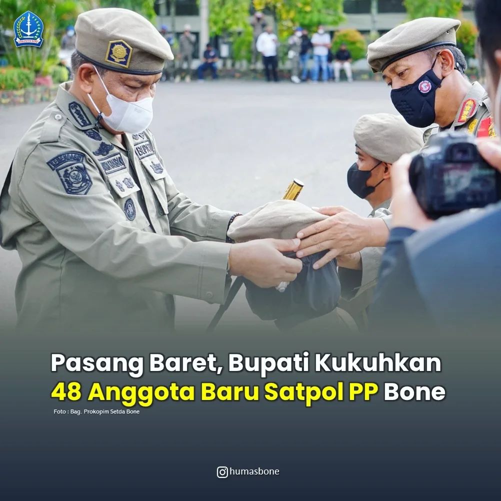 Bupati Bone Kukuhkan 48 Anggota Baru Satpol PP